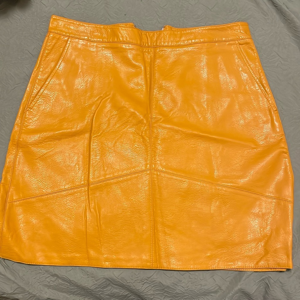 zara mustard faux leather mini skirt